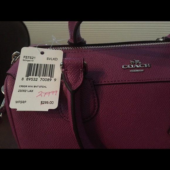 NWT coach Mini BENNET satchel fuchsia hyacinth - Picture 2 of 3